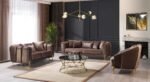 ALMIRA Sofa Set (Braun/Silber)